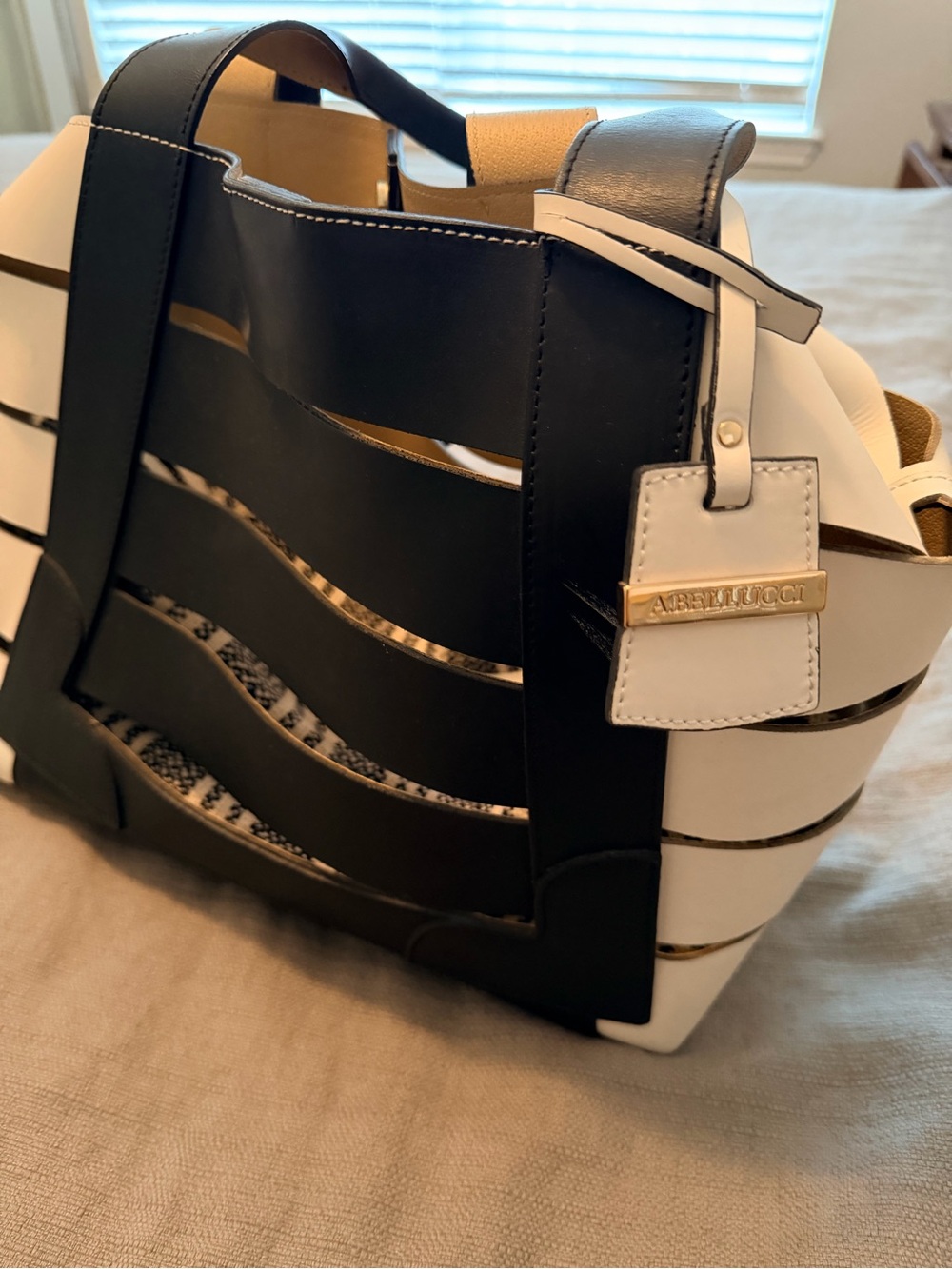 Black and White Striped Women's Tote